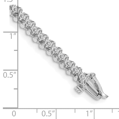 14k White Gold Complete 0.93 carat Round A Diamond Fancy Spiral 7 inch Tennis Bracelet - View 4