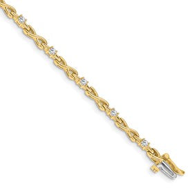 14k Complete 1/2 carat Round AA Diamond 4-prong X-design 7 inch Tennis Bracelet