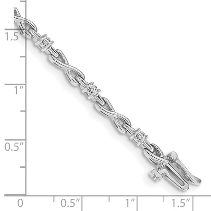 14k White Gold 1/2 Carat Round Diamond X-Design Tennis Bracelet - Image 4
