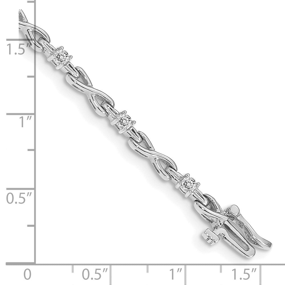 14k White Gold Round Diamond Tennis Bracelet, 1/2 Carat, X-Design, 7 Inches - Image 3