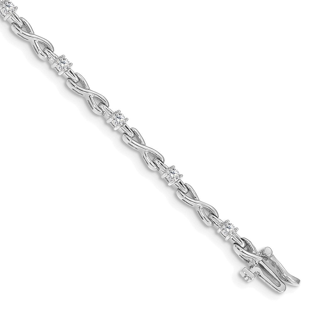 14k White Gold Complete 1/2 carat Round AAA Diamond 4-prong X-design 7 inch Tennis Bracelet