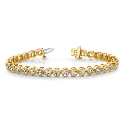 14k Complete 2.13 carat Round A Diamond 2-prong 7 inch Tennis Bracelet - View 3