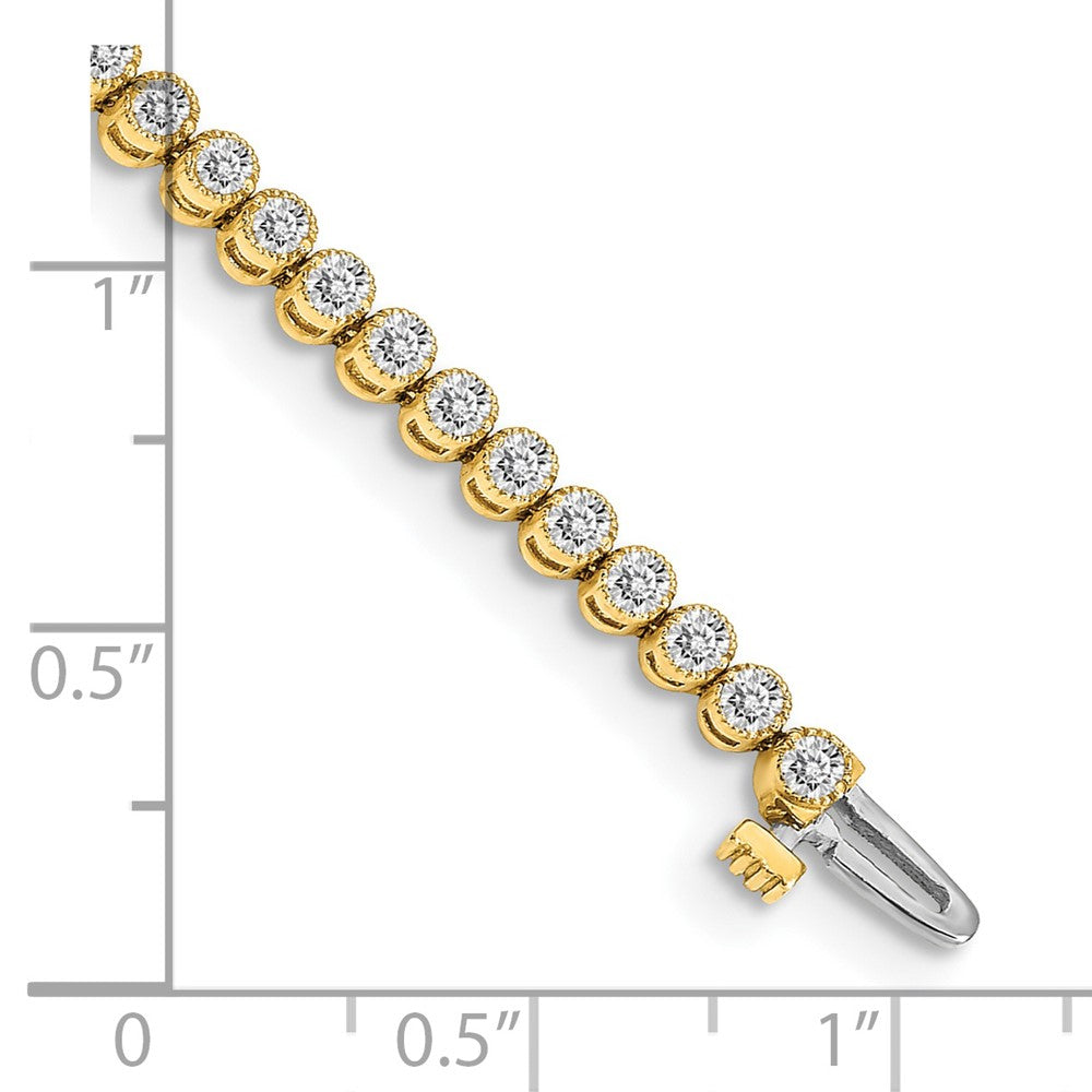 14k Complete 2.13 carat Round A Diamond 2-prong 7 inch Tennis Bracelet - View 4