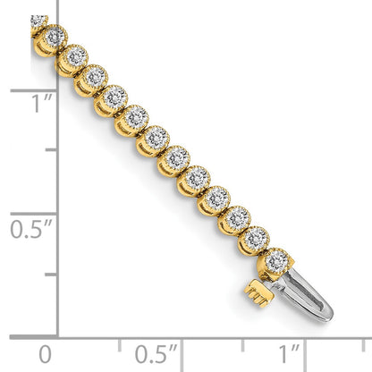 14k Complete 2.13 carat Round A Diamond 2-prong 7 inch Tennis Bracelet - View 4