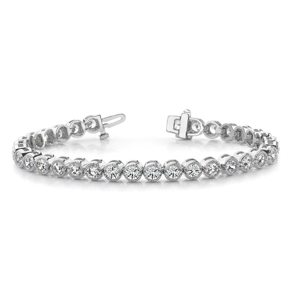 14k White Gold Complete 2.13 carat Round A Diamond 2-prong 7 inch Tennis Bracelet - View 3