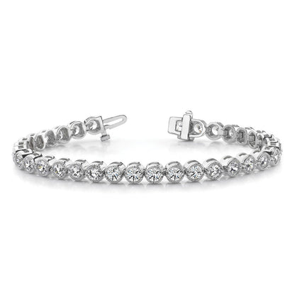 14k White Gold Complete 2.13 carat Round A Diamond 2-prong 7 inch Tennis Bracelet - View 3