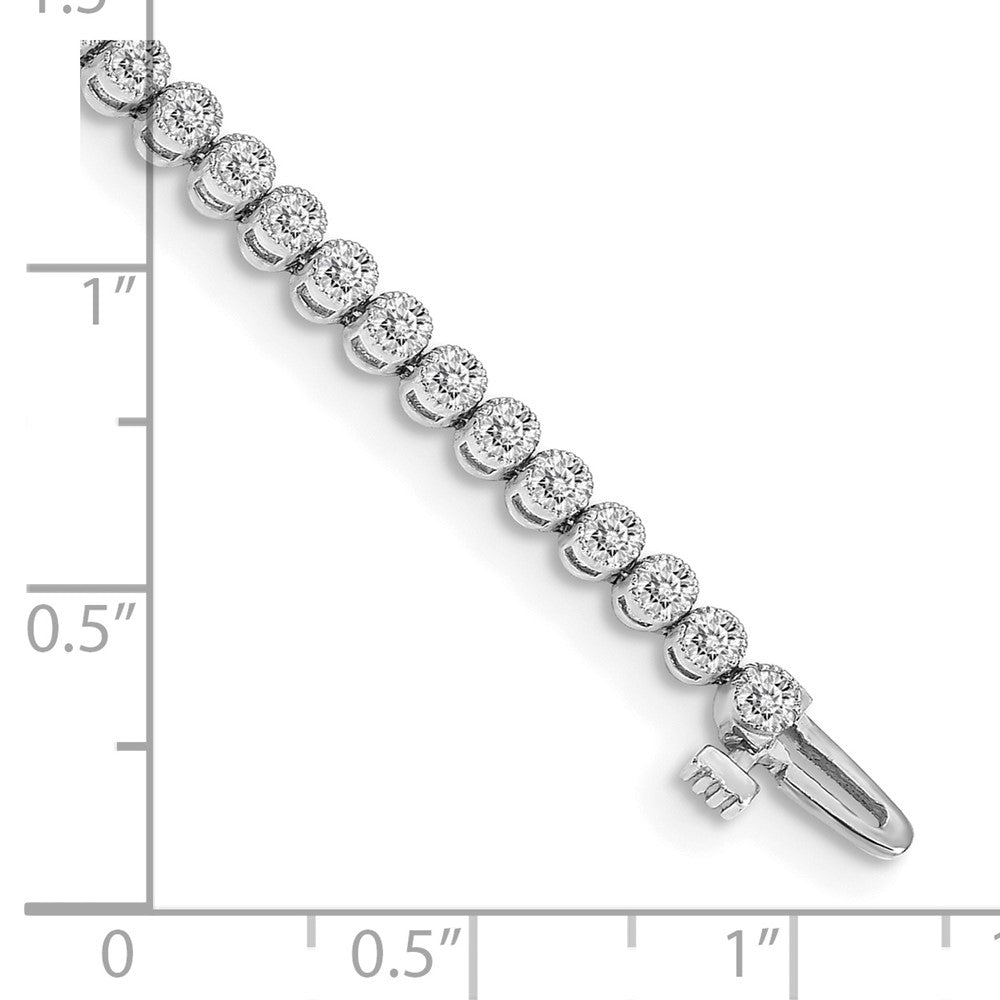 14k White Gold Complete 2.13 carat Round A Diamond 2-prong 7 inch Tennis Bracelet - View 4