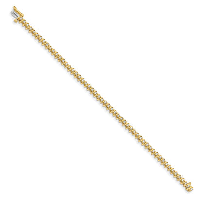 14k Complete 7/8 carat Round A Diamond 2-prong S-link 7 inch Tennis Bracelet - View 2