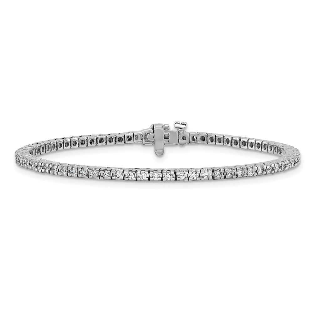 14k White Gold Complete 1.25 carat Round AAA Diamond 4-prong 7 inch Tennis Bracelet - View 3