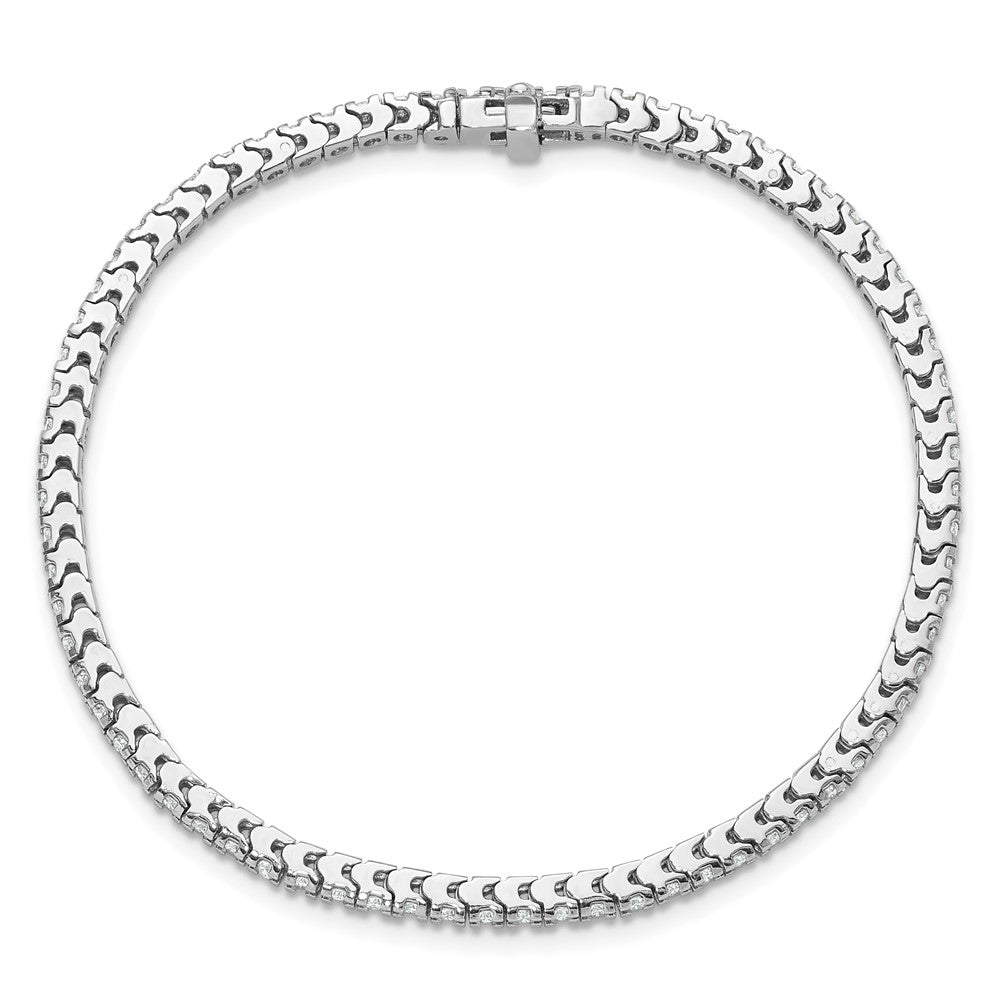 14k White Gold Complete 1.25 carat Round AAA Diamond 4-prong 7 inch Tennis Bracelet - View 4