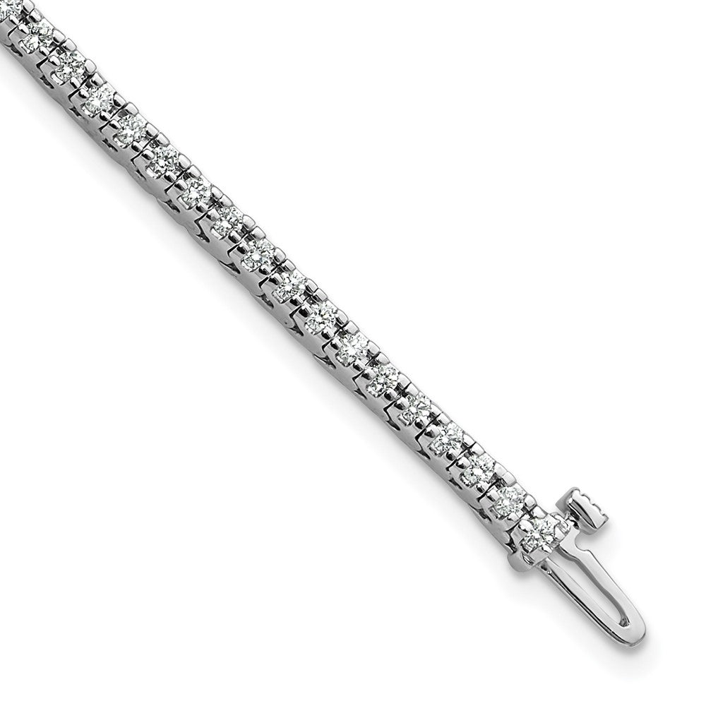 14k White Gold Complete 1.25 carat Round AAA Diamond 4-prong 7 inch Tennis Bracelet - View 1