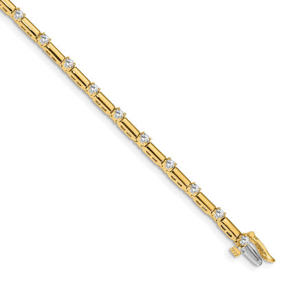 14k Complete 1 carat Round AAA Diamond Bar Link 7 inch Tennis Bracelet - View 1