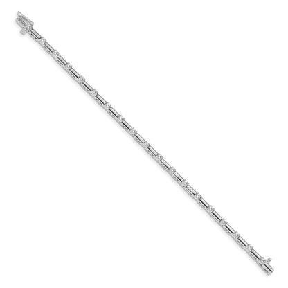 14k White Gold Complete 1 carat Round A Diamond Bar Link 7 inch Tennis Bracelet - View 2