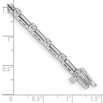 14k White Gold Complete 1 carat Round A Diamond Bar Link 7 inch Tennis Bracelet - View 4