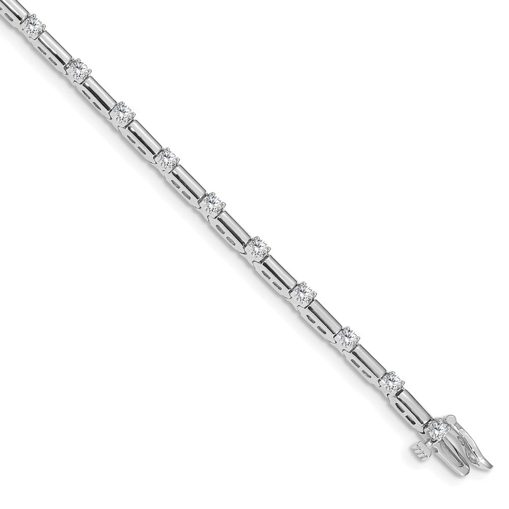 14k White Gold Complete 1 carat Round A Diamond Bar Link 7 inch Tennis Bracelet - View 1