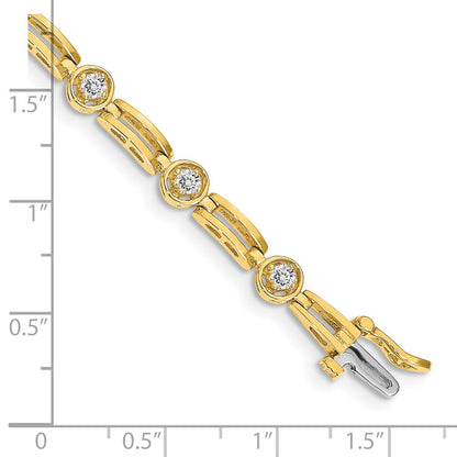 14k Complete 3/4 carat Round A Diamond 4-prong Bar Link 7 inch Tennis Bracelet - View 4