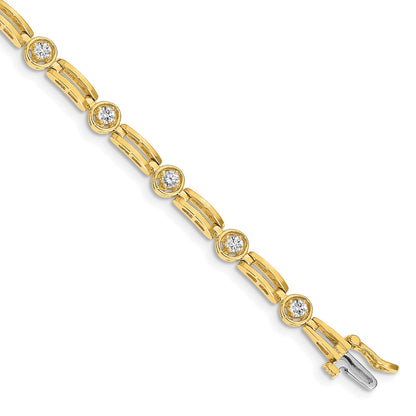 14k Complete 3/4 carat Round AAA Diamond 4-prong Bar Link 7 inch Tennis Bracelet