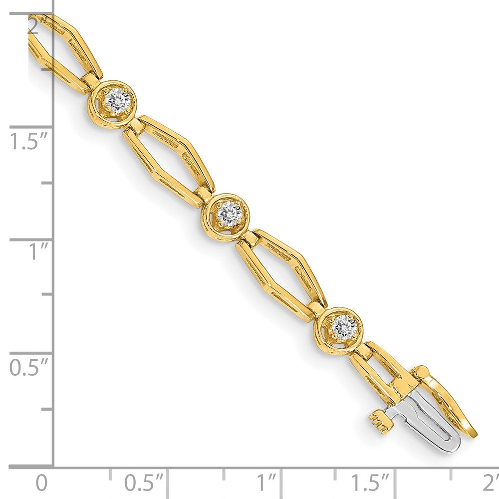 14k Complete 3/4 carat Round VS Diamond Fancy Link 7 inch Bracelet - View 4