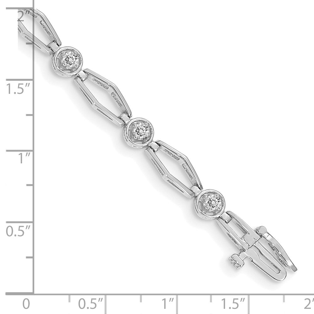 14k White Gold Complete 3/4 carat Round VS Diamond Fancy Link 7 inch Bracelet - View 4