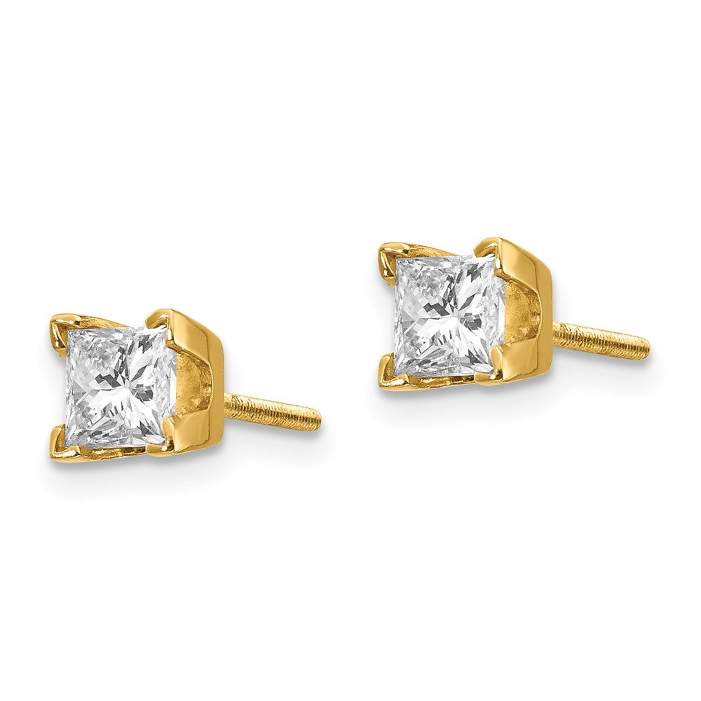 14k White Gold Princess-Cut Diamond Stud Earrings - Image 1
