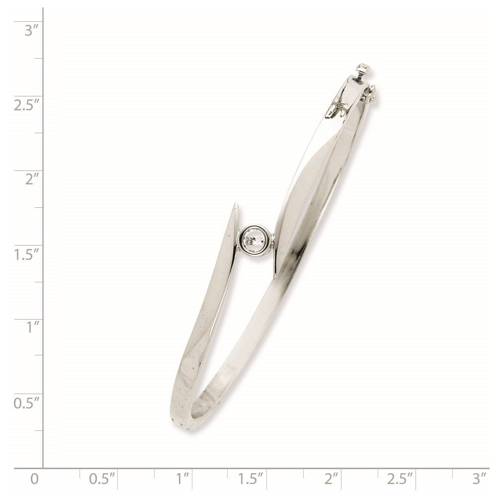 14k White Gold Complete 1/4 carat AA Diamond Hinged Oval Bangle Bracelet - View 2
