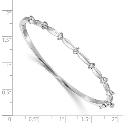 14k Complete 1/2 carat White Gold VS Diamond Hinged Oval Bangle Bracelet - View 2