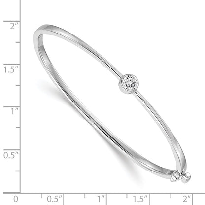 14K White Gold Diamond Hinged Oval Bangle Bracelet - Image 1