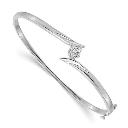 14k White Gold Complete 1/4 carat VS Diamond Hinged Oval Bangle Bracelet
