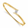 14k Two-tone Complete 1/4 carat A Diamond Hinged Oval Bangle Bracelet