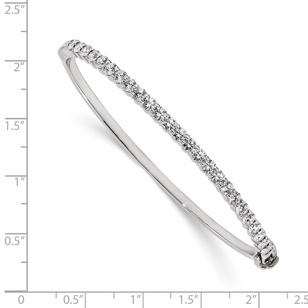 14k White Gold A Diamond Hinged Bangle - View 2