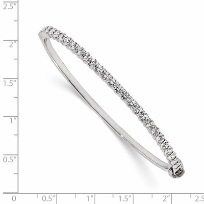 14k White Gold A Diamond Hinged Bangle - View 2