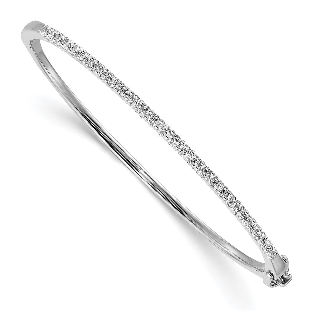 14k White Gold A Diamond Hinged Bangle - View 1