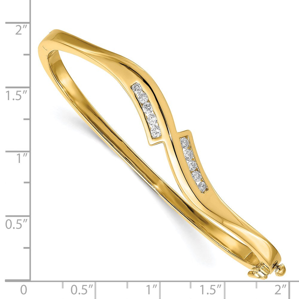 14k Complete 3/8 carat AA Diamond Hinged Oval Bangle Bracelet - View 2