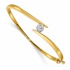 14k Two-tone Complete 1/3 carat AAA Diamond Hinged Oval Bangle Bracelet