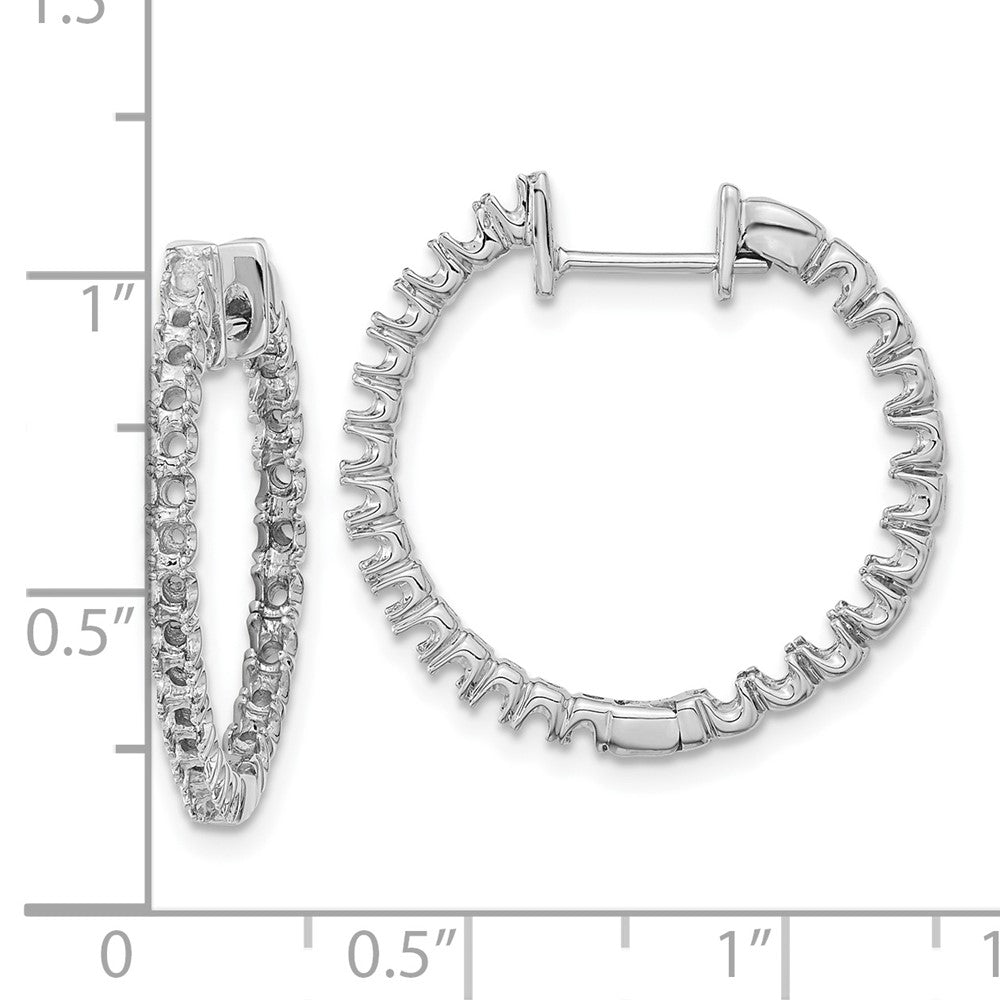 14k White Gold 1.4 carat AA Diamond In/Out Hinged Hoop Earrings