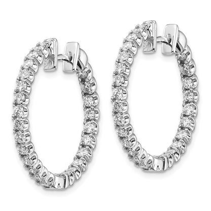 14k White Gold 1.4 carat AA Diamond In/Out Hinged Hoop Earrings