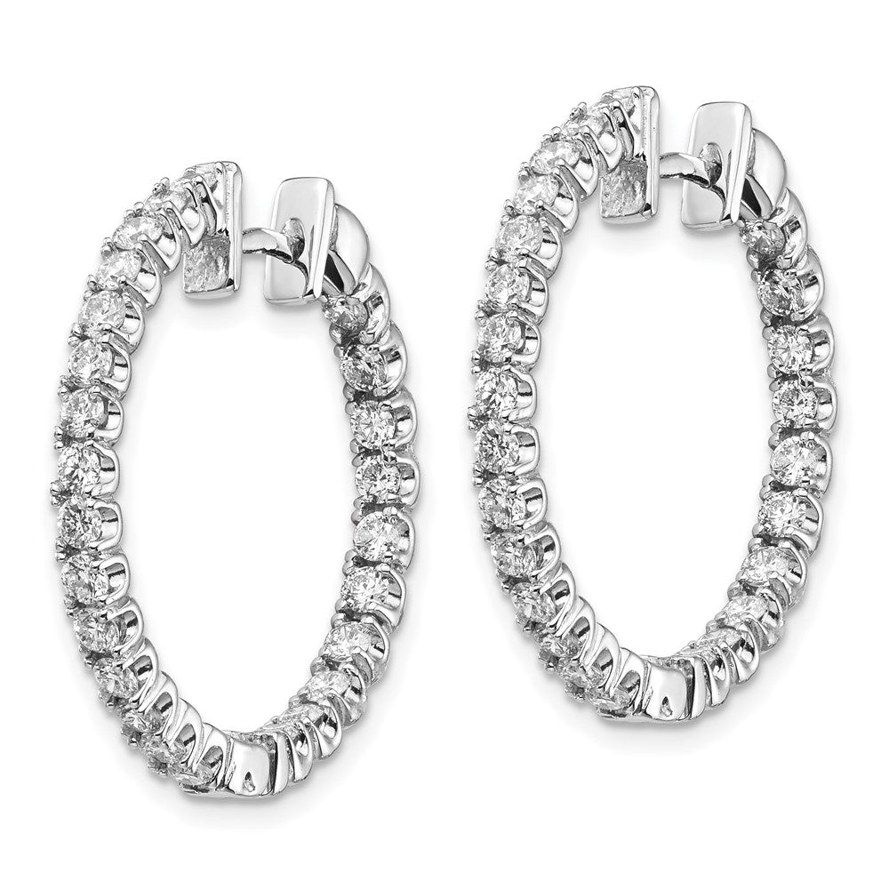 14k White Gold Diamond In/Out Hinged Hoop Earrings - Image 3