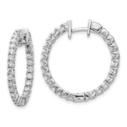 14k White Gold 1.4 carat AA Diamond In/Out Hinged Hoop Earrings