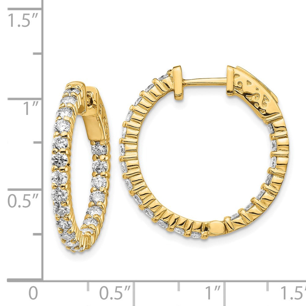 14k Diamond Round Hoop w/Safety Clasp Earrings - View 4
