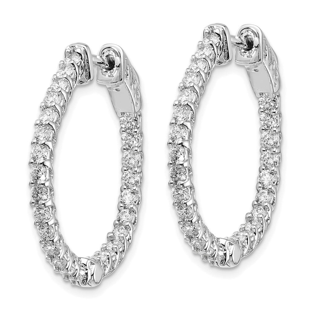 14k White Gold Diamond Hoop Earrings with Safety Clasp - Image 1