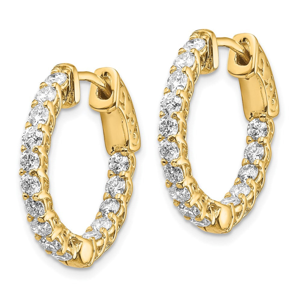 14k White Gold Diamond Round Hoop Earrings with Safety Clasp - Image 1