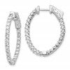 14k White Gold 1.75 carat Diamond Oval In/Out Hoop w/Safety Clasp Earrings