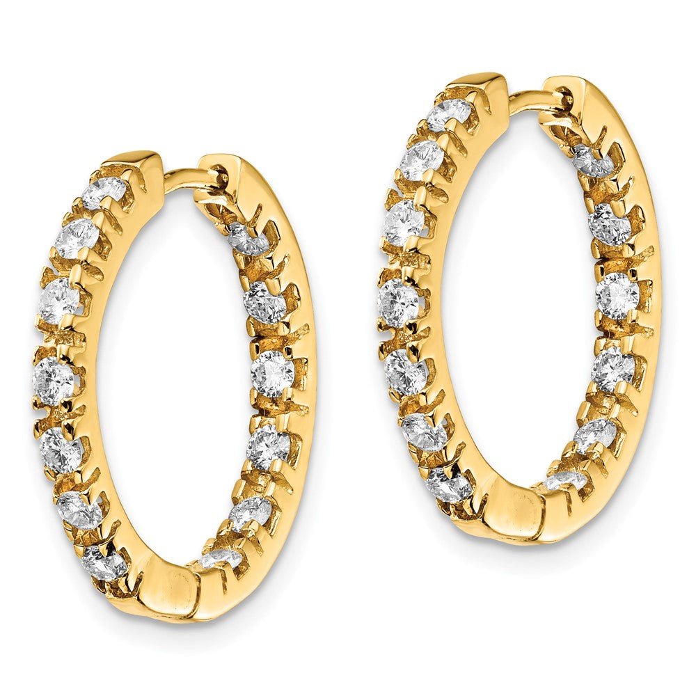 14k 7/8 carat AA Diamond In/Out Hinged Hoop Earrings