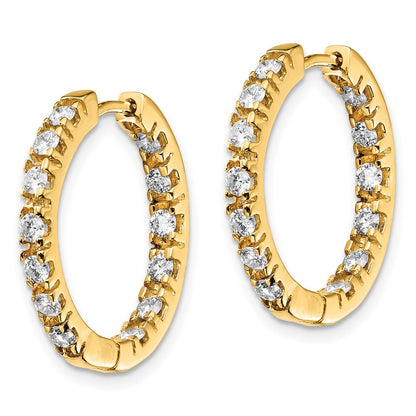 14k Gold Diamond In/Out Hinged Hoop Earrings - Image 2