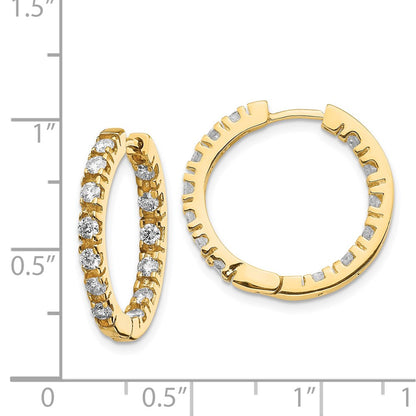 14k White Gold Diamond Hinged Hoop Earrings - Image 3