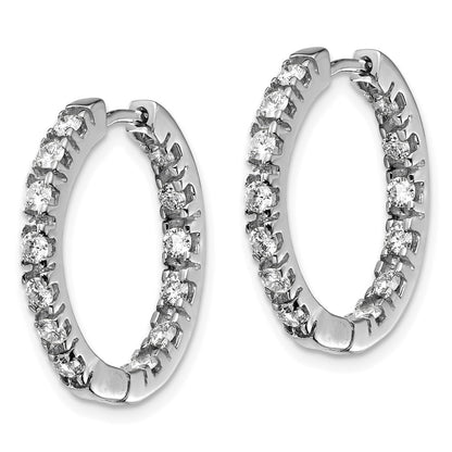 14k White Gold 7/8 carat AA Diamond In/Out Hinged Hoop Earrings