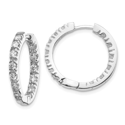 14k White Gold 7/8 carat VS Diamond In/Out Hinged Hoop Earrings