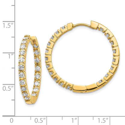 14k 1.9 carat A Diamond In/Out Hinged Hoop Earrings