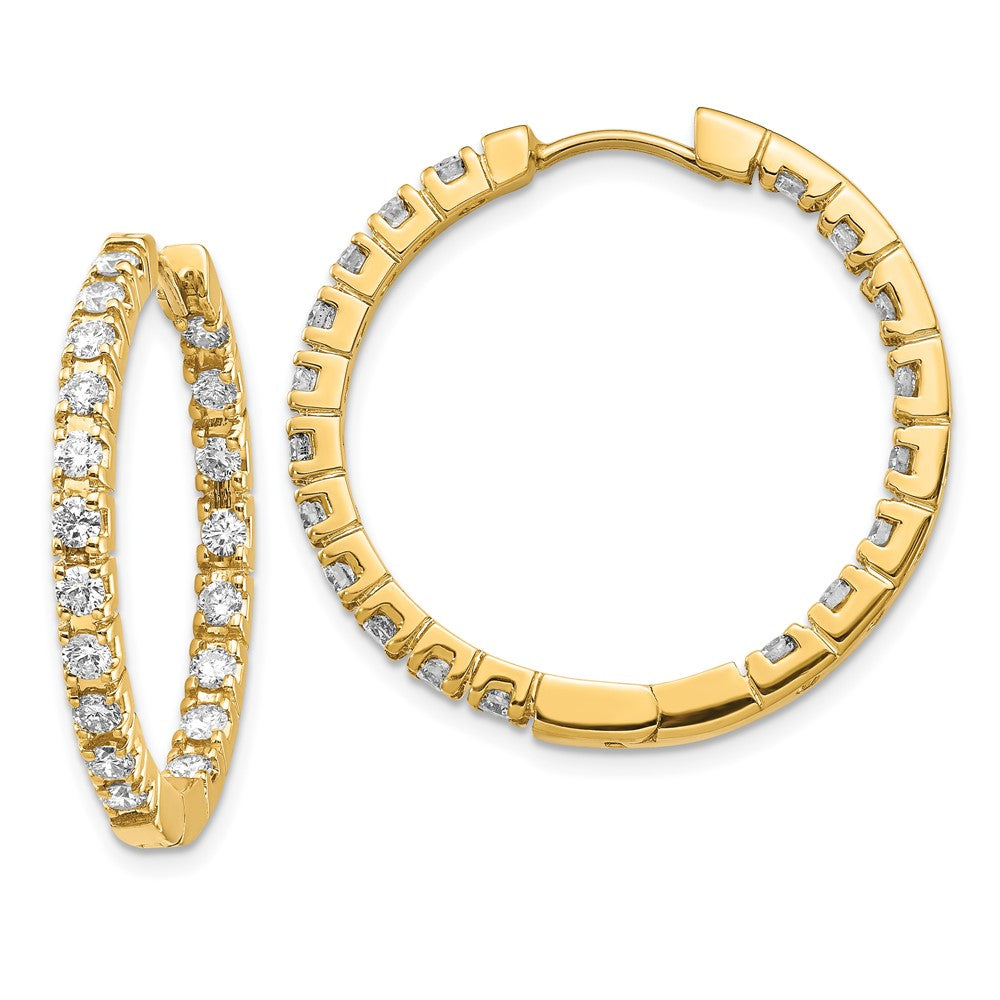 14K Gold Diamond In/Out Hinged Hoop Earrings - Image 1