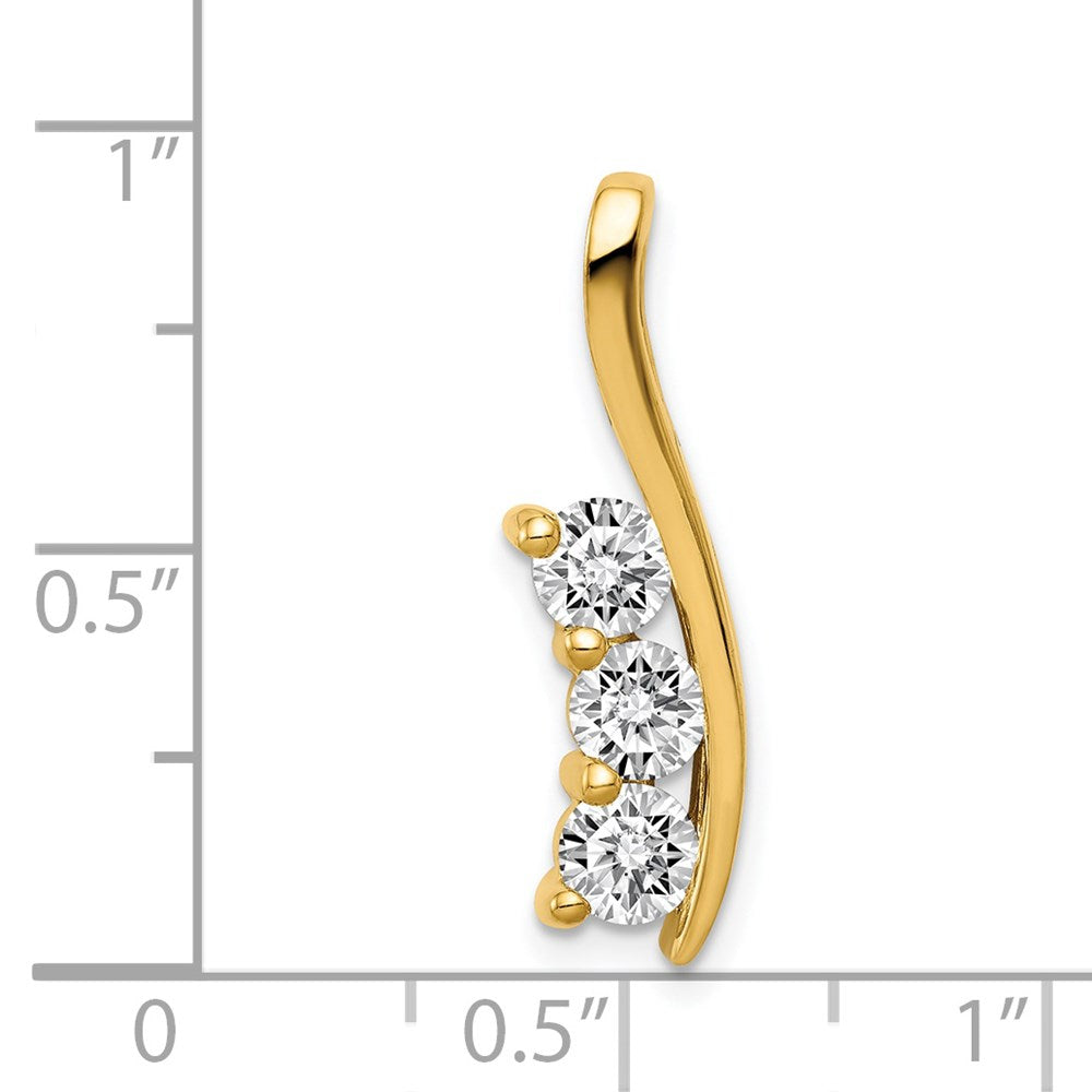 14k Complete 7/8 carat Three-Stone VS Diamond Curved Bar Chain Slide - View 3